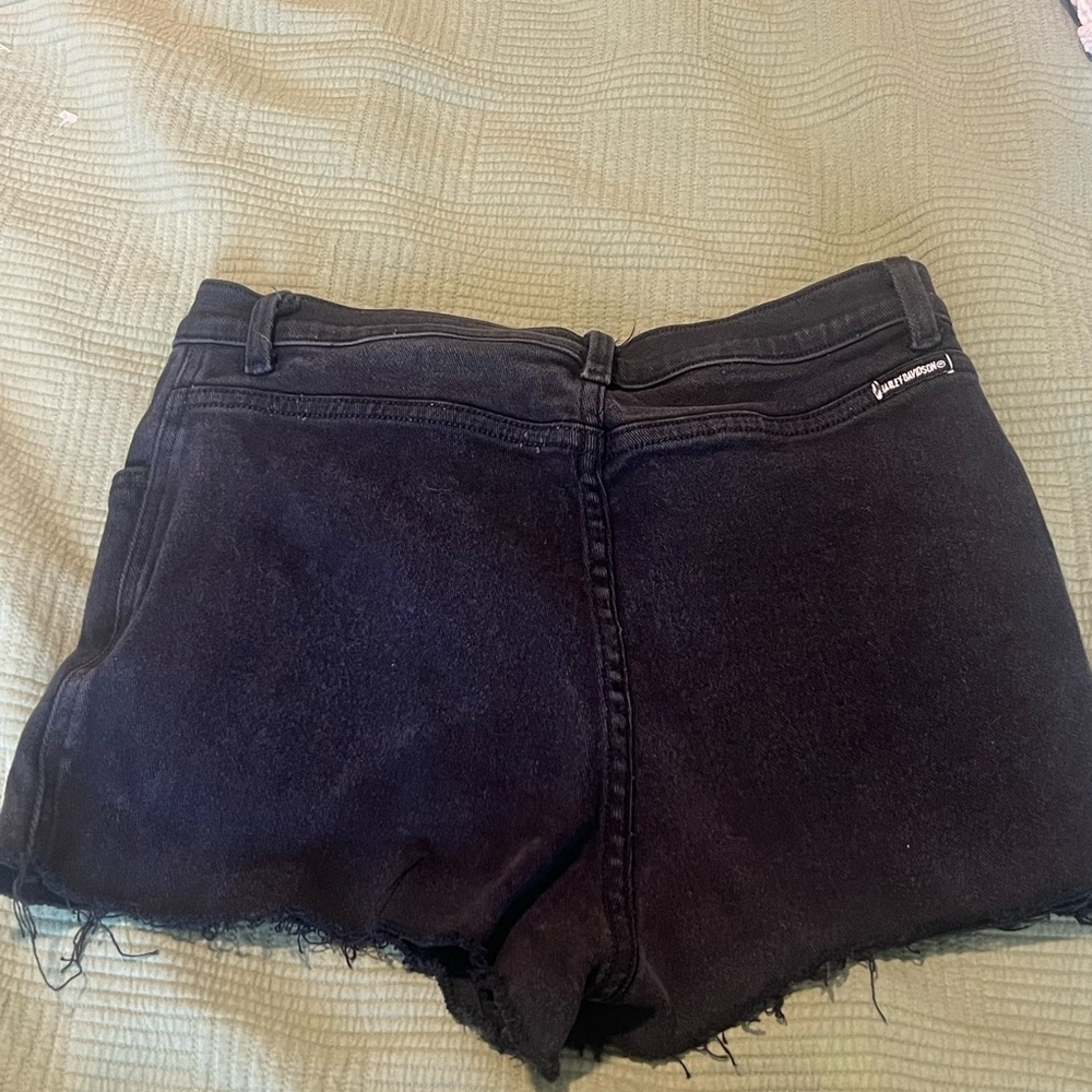 Harley- Davidson Vintage Women Black Cut- Off  Denim Shorts Size 10 - Picture 3 of 14